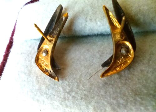 "BOOMERANGS" DESIGNER MODERNIST Vintage CIANI STERLING SILVER EARRINGS - Picture 4 of 6