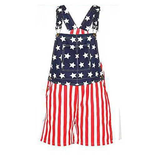 ON SALE!! Overalls USA America Flag Print Bib Pants Jumpsuit Romper Shorts 4XL - Picture 17 of 18