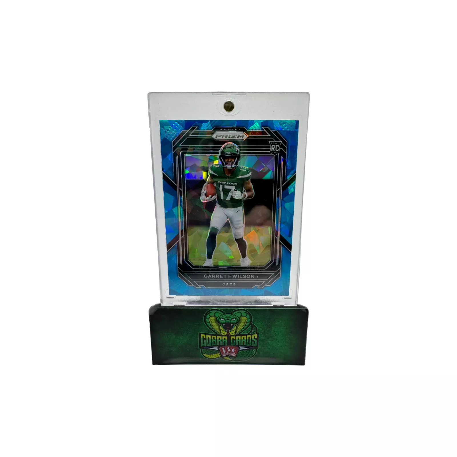 2022 Panini Prizm #309 Garrett Wilson Blue Cracked Ice #06/99 New York Jets RC