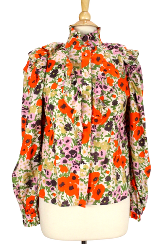 Stockholm Atelier & Other Stories Floral Blouse Size 2 Ruffles Long Sleeve