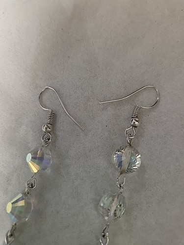 Rainbow Clear Swarovski Crystal Drop Earrings - Picture 5 of 6