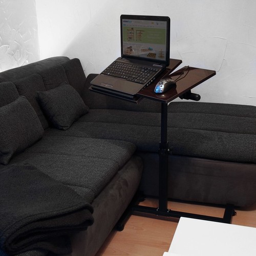 Table pour ordinateur portable hauteur réglable roulettes support pliable H x... - Photo 2/9