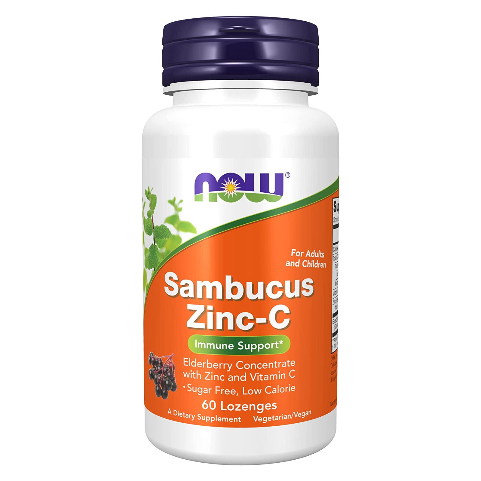 Пастилки NOW FOODS Sambucus Zinc-C в количестве 60 штук