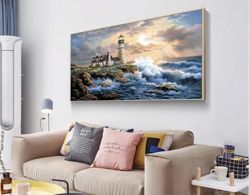 Artificial Diamond Painting Kit Full Drill Lighthouse Ocean Size Lg 35.5x15.8” - Picture 8 of 8