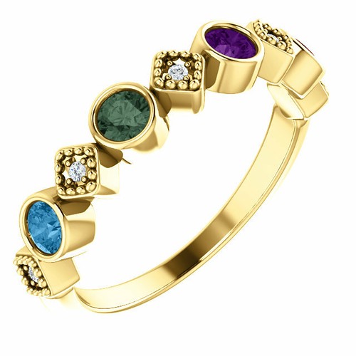 1 to 6 Stones Personalize Mothers Birthstones Rings 10K or 14K Solid Gold - Picture 28 of 51