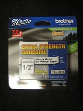 Brother P-Touch TZe-S231 12MM Label Tape extra strength adhesive BLACK PRINT