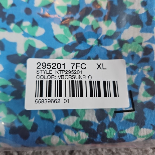 Top floral de manga corta j.jill para mujer talla XL pulóver azul blanco - Imagen 6 de 6