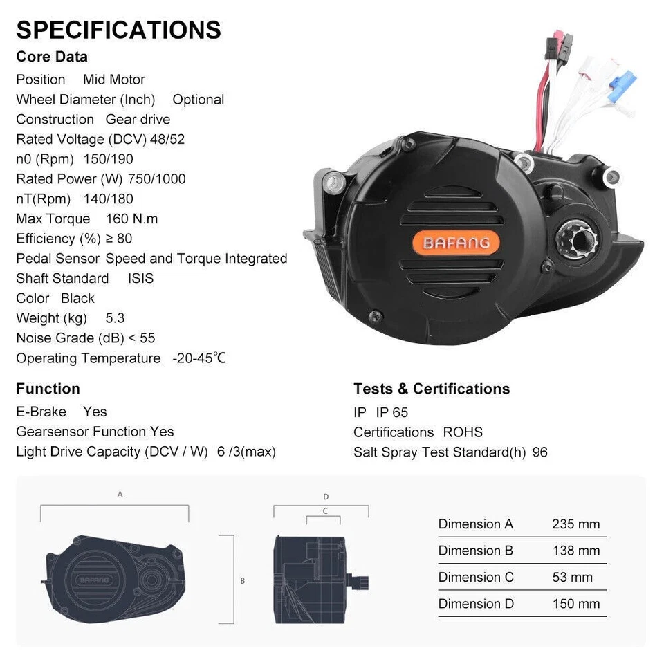 Bafang M620 G510 48V 52V 1000 Mid Drive Motor Bike Conversion Kit - Image 2 of 4