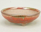 Iyojien Bonsai pot Koishiwara ware 3-inch round pot feet mini cinnabar Japan
