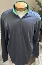 Nike Golf Pullover Dri-Fit Performance 1/4 Zip Pull Over Gray/Green Mens Size L