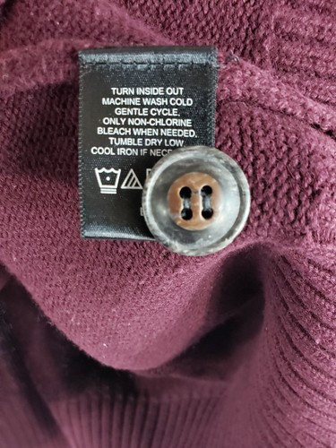 Haggar Sweater Men's Large Qtr. Button Up Maroon Pre-Owned - Picture 7 of 7