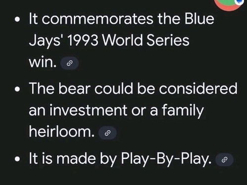 13" 1993 TORONTO BLUE JAY 'S Real LTD 280 Of 2500 Cooperstown Bears RARE - Picture 5 of 13