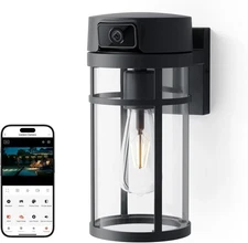 Outdoor Wall Lantern Light Camera, 2K Wi-Fi Security Cam with AI Human Detection