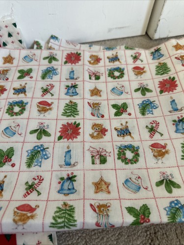 Vintage Weihnachten Stoff Sortiment 6 Weihnachtsmann/Schlitten Platten, 1 Yard Vintage Fab - Bild 3 von 9