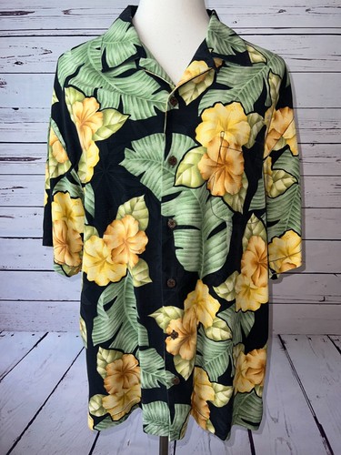 Tommy Bahama Shirt 100% Silk Mens size Medium Tropical Palm Floral Hawaiian - Picture 9 of 10