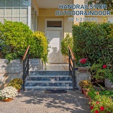 Wrought Iron Solid Wood Handrail for Outdoor For Concrete and Porch Steps 1 to