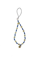 Blue  Gold Beaded Bag Charm / Phone Charm   Handmade Accessory