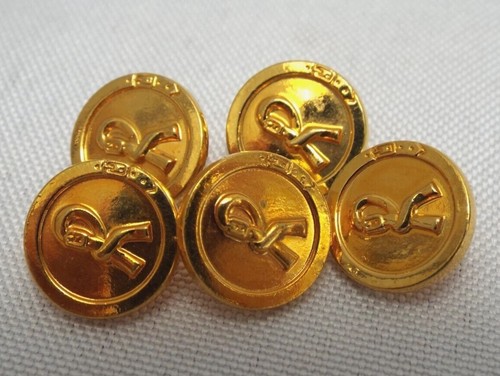 Vintage Roberta di Camerino 5 Gold Tone Buttons Gold R Logo Belt Buckle Italy