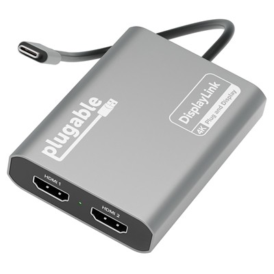 Plugable USBC-6950M Portable USB-C To Dual 4K Displaylink Certified Hdmi Adapter