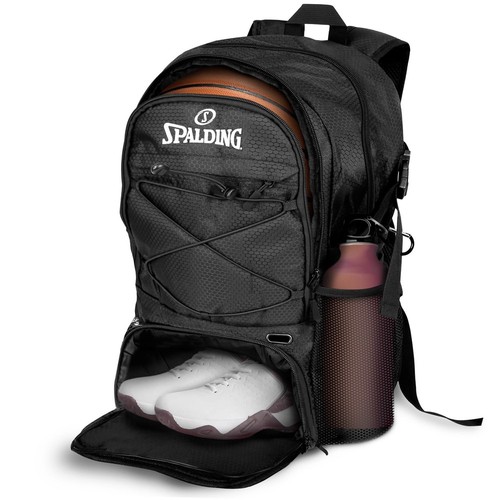 Spalding großer Basketballrucksack schwarz mit Schuh- & Ballfächern, Sporttasche - Bild 9 von 10