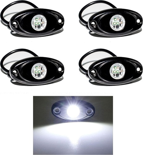 4 Pcs White Rock Lights 6000K Ultra Bright LED Neon Underglow IP68 Waterproof - Picture 1 of 3