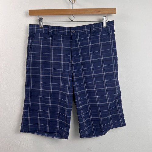 Nike Golfshorts Herren 32 blau kariert Dri Fit Performance Polyester - Bild 1 von 5