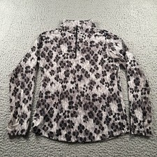IBKUL Womens S Gray Leopard Quarter Zip Mock Neck Mesh Pullover Golf UPF50 