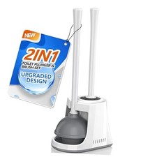 Toilet Plunger and Brush with Holder, Bowl Brush and Heavy Duty Toilet 1 White