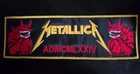 METALLICA,ADMCMLXXIV, SEW ON YELLOW BORDER EMBROIDERED STRIP PATCH