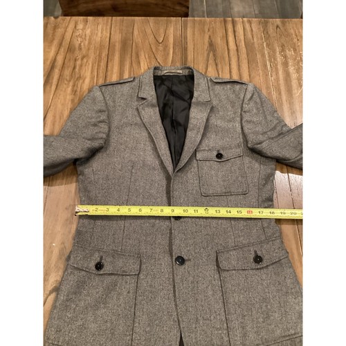 REISS wool blazer sport coat jacket Multi Pocket black Gray Notch pattern 38 - Picture 9 of 12