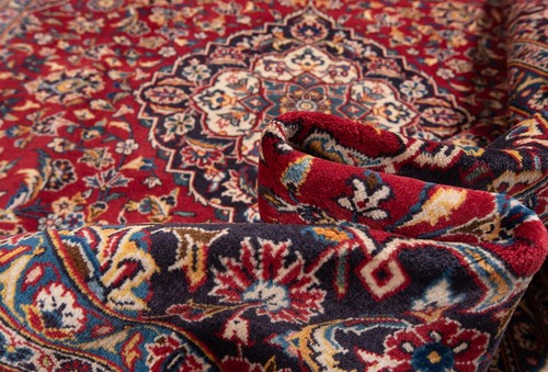 Kashan 343x243 cm Handgeknüpfter Perserteppich Wolle Orient Rot Carpet Rug Fine - Picture 10 of 11