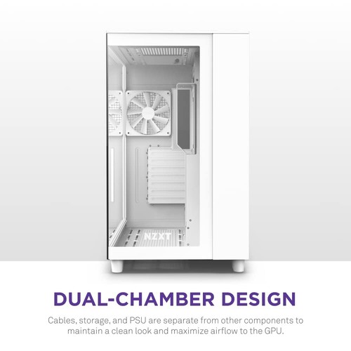 NZXT H9 Flow - All White Dual-Chamber Mid-Tower Airflow ATX PC Gaming Case - Picture 3 of 8