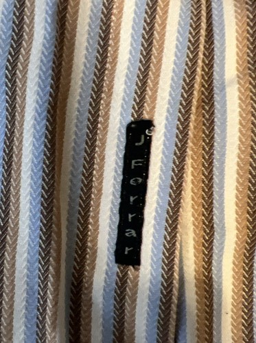 J. Ferrar Men’s Large Long Sleeve Button Front Brown/Blue Striped Shirt Preowned - Picture 3 of 6