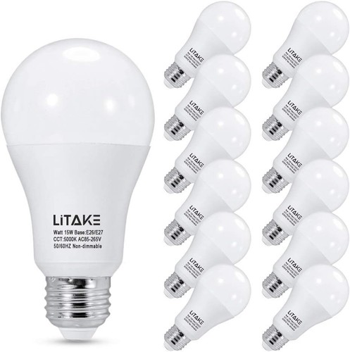 Versatile 12-Pack 15W E26 LED Bulbs, 5000K Bright, Energy Saving for Home Use - Picture 3 of 8