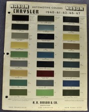1940-1941-1946-1947 Chrysler Paint Chip Colors Sheets New Yorker Royal Imperial