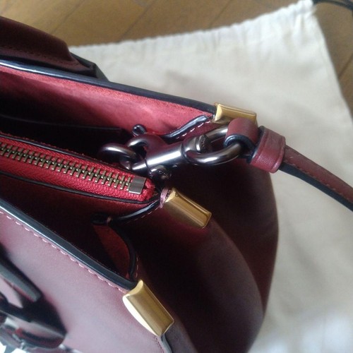 COACH Cooper Carryall 2Way Bag Glove Tanned Leather Burgundy Bordeaux #810 - Picture 11 of 20