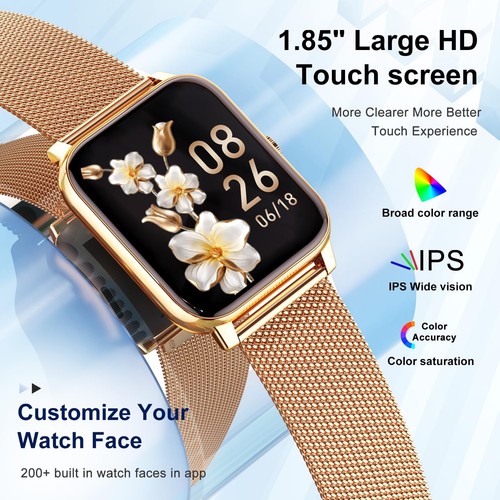 Smart Watch for Women Fitness Tracker: Gold Smart Watches for Women Digital M... - 第 5/7 張圖片