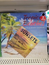 2026 Tropical Beachs Months Calendar 12" X 12 " With Bonus Sunset Calendar 6"