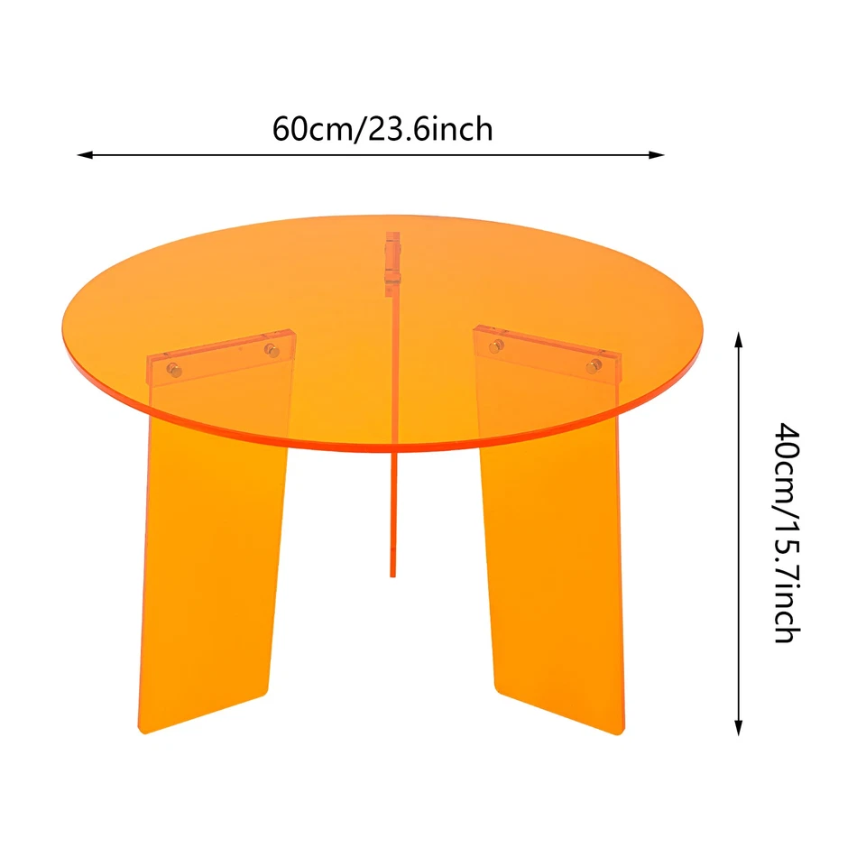 Acrylic Orange 15.7 in High Round Acrylic Side Table, Acrylic Coffee Side Table - Image 4 of 4