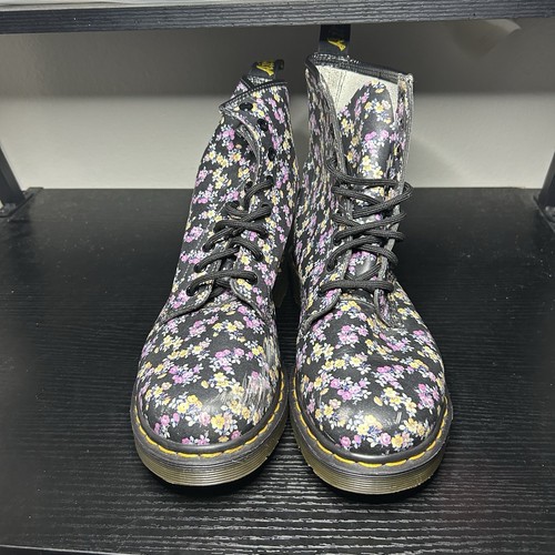 Bota de Combate Doc Martens The Original Negra Floral Flores Mujer Talla 8 - Imagen 2 de 11