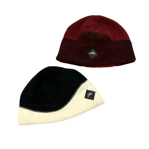 Merkley Headgear Fleece Beanie Lot of 2 Red & Black One Size Vintage Canada Made - product listing photo