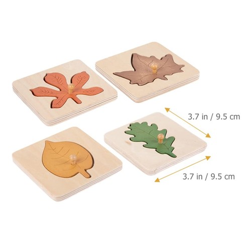 Toddler Toys Preschool Puzzles 4pcs Wooden Leaf Shape Puzzle Leaf Wooden Jigs... - Picture 2 of 9