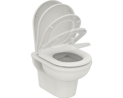 Ideal Standard Wand-WC Set Exacto Tiefspüler ohne Spülrand weiß glänzend mit WC-