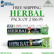 2 pack Herbal Toothpaste Essential Palace 5 in 1, Fluoride Free Vegetable Base