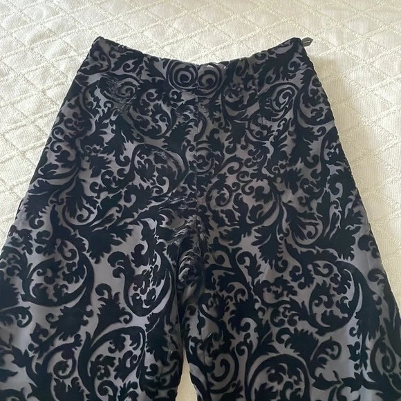 Винтажные женские бархатные брюки Talbots Burnout 8 черные прямые штанины с высоким подъемом 90-е - Изображение 2 из 4