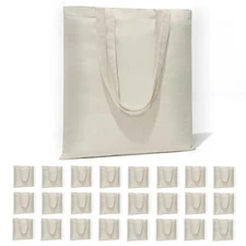 HECTOLIFE 24 Pack Canvas Tote, Reusable Blank Canvas for Shopping,Grocery