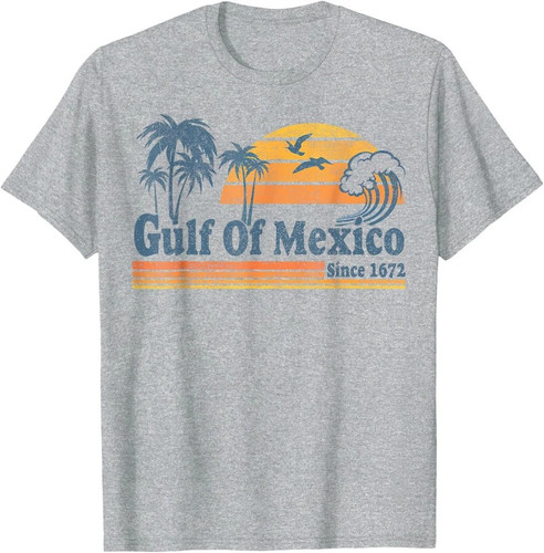 Gulf Of Mexico Retro Colors Present Gift Relaxed Unisex T-Shirt - Picture 1 of 12