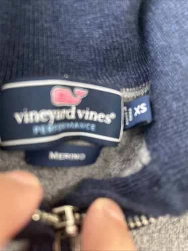 Vineyard Vines Boys Merino Wool Blend 1/4 zip Sweater Gray Blue XS Extra Small - Picture 5 of 14