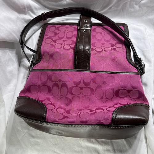 Coach Umhängetasche rosa Hampton Signature C Canvas braun Leder Vintage F13018 - Bild 10 von 24