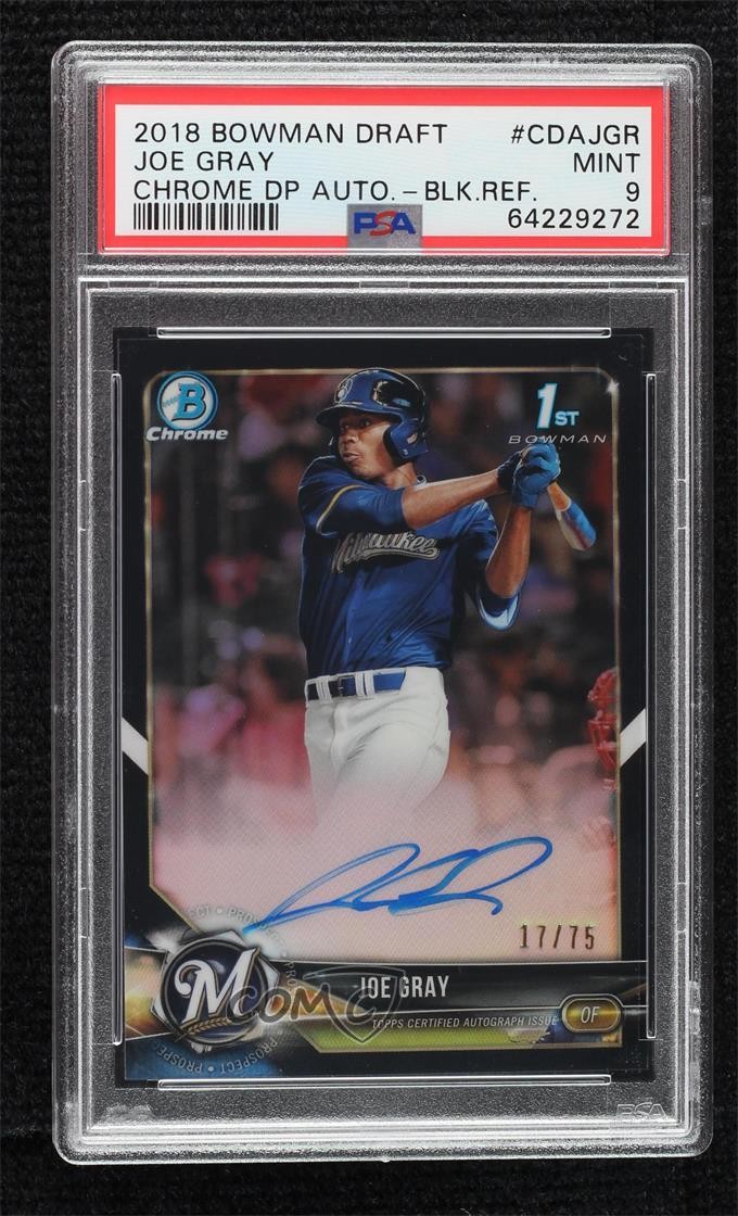 2018 Bowman Draft Chrome Pick Black Refractor 17/75 Joe Gray PSA 9 MINT Auto 3pb